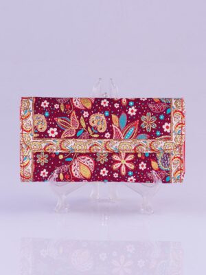 Large Red Floral Oriental Motive Wallet