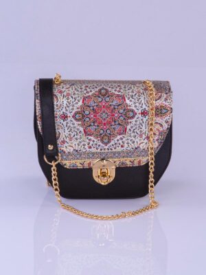 SHADIA Handbag - Black With Red Mosaic