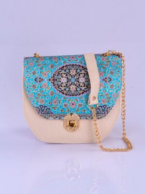 SHADIA - Beige With Turquoise Oriental Pattern