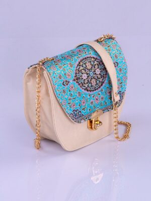 Shadia, beige with turquoise oriental pattern (3)