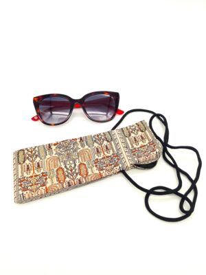 Brown Mosaic Oriental Motive Glasses Case