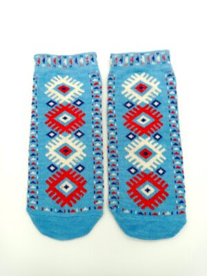 Oriental pattern ankle socks - Blue