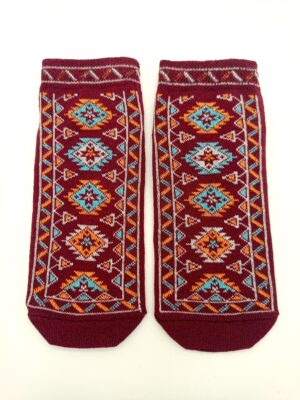 Oriental pattern ankle socks - Burgundi