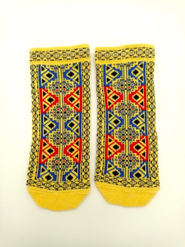 Oriental pattern ankle socks - Yellow